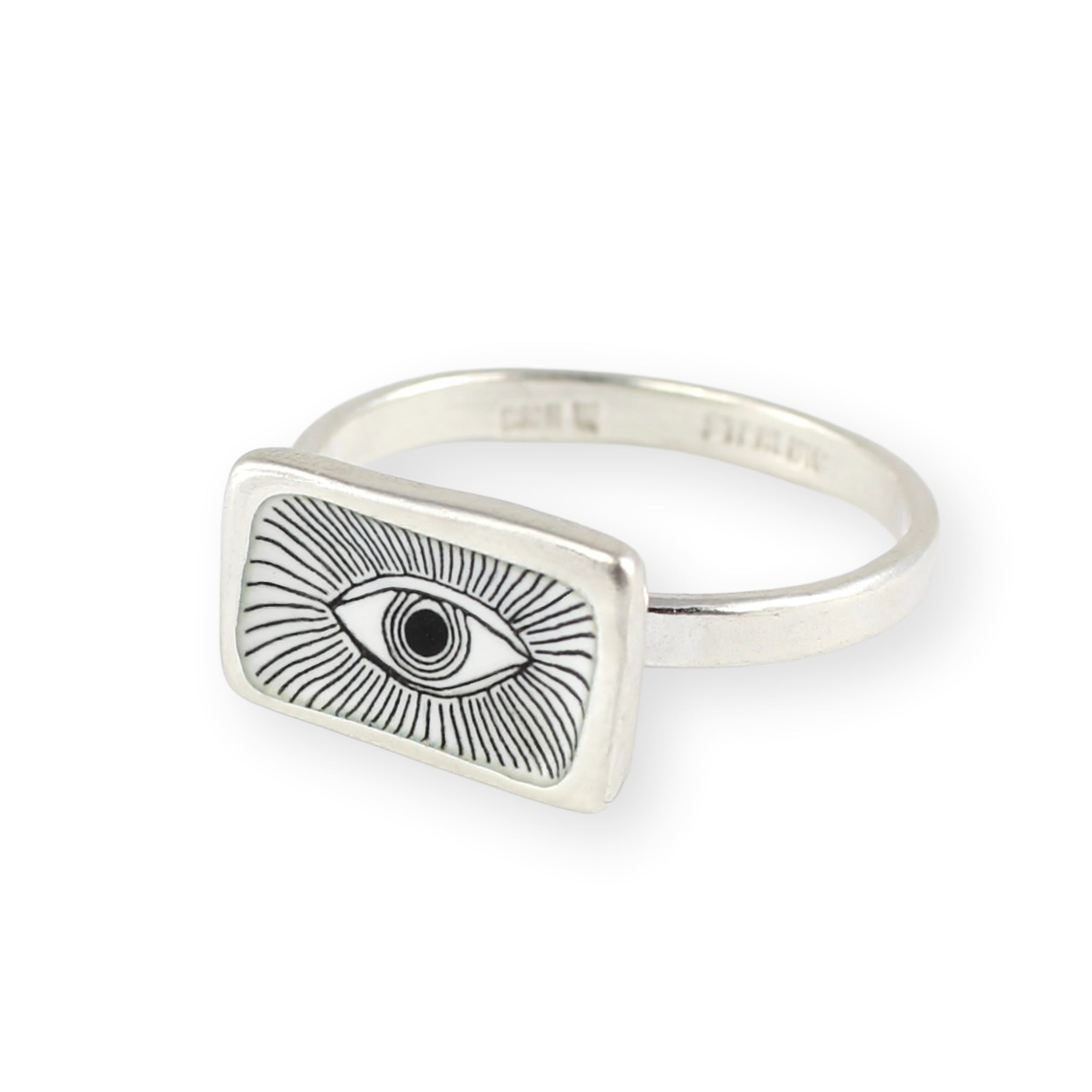 Buy Sterling Silver Small Evil Eye Ring, Silver Ring, Eye Ring, Protector  Ring, Dainty Ring Online in India - Etsy